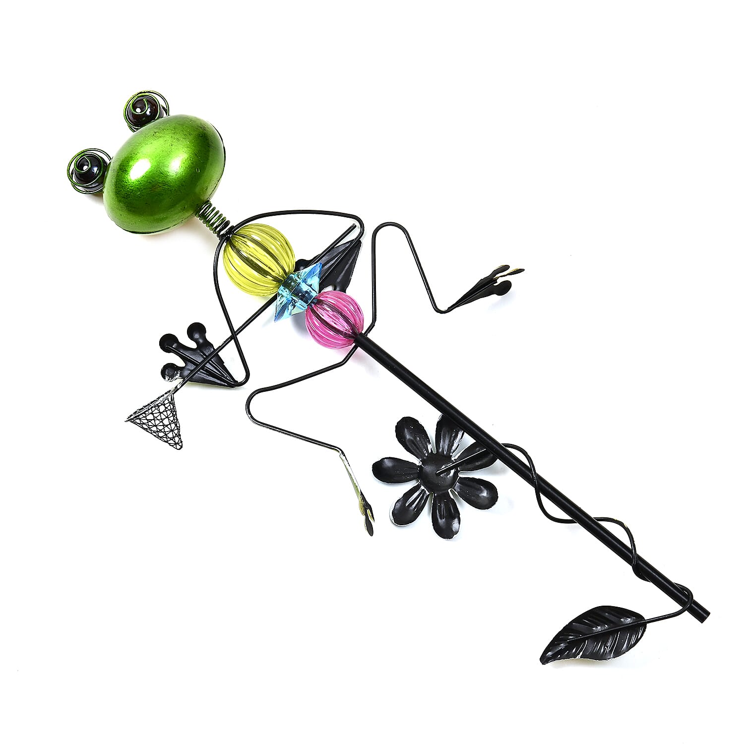 Whimsical Green Frog with Blue Rush-Up Garden Stake Decoration 8038571 3