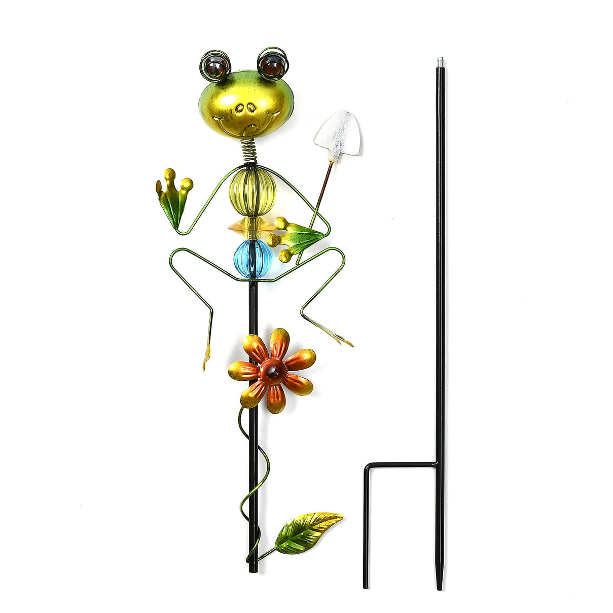 Whimsical Green Frog with Red Shovel Garden Stake Decoration 8038572 1
