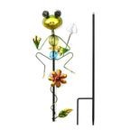 Whimsical Green Frog with Red Shovel Garden Stake Decoration