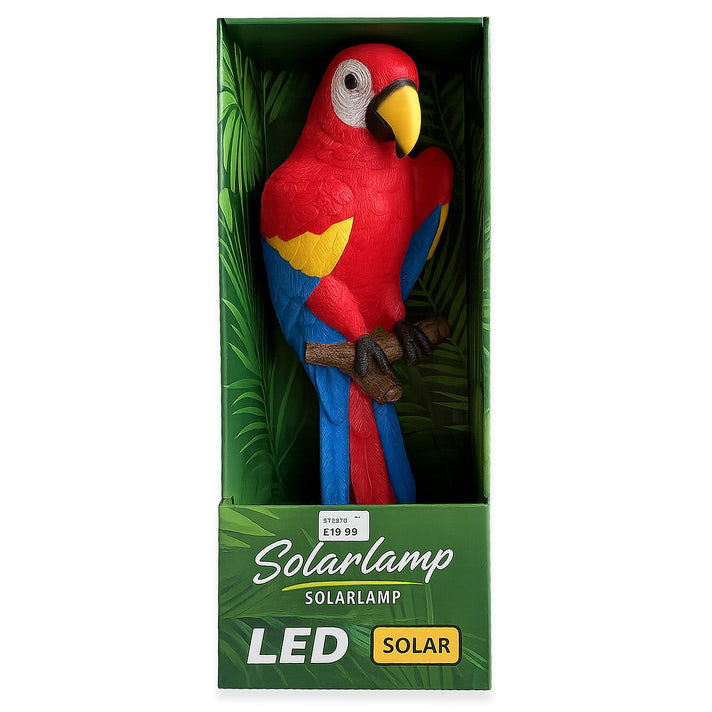 Hanging Red Parrot Garden Decor with Solar LED Eyes 8135140 1