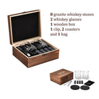 Whiskey Granite Stones and 2 Glasses Gift Set - Brown
