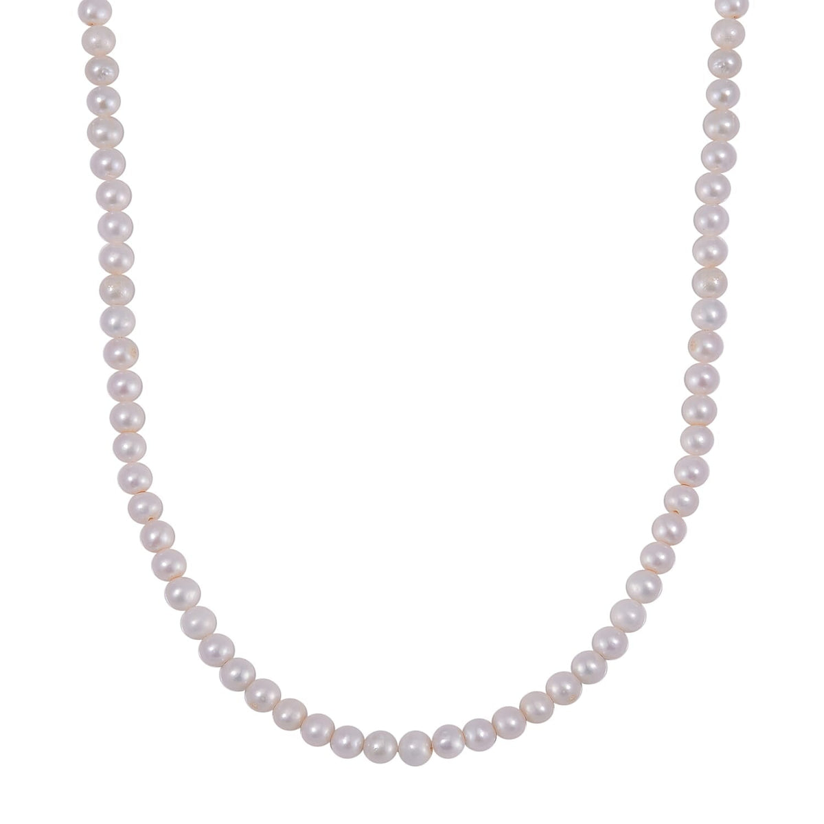 White Anhui Pearl Necklace (Size - 20) in Rhodium Overlay Sterling Silver 7798753 0