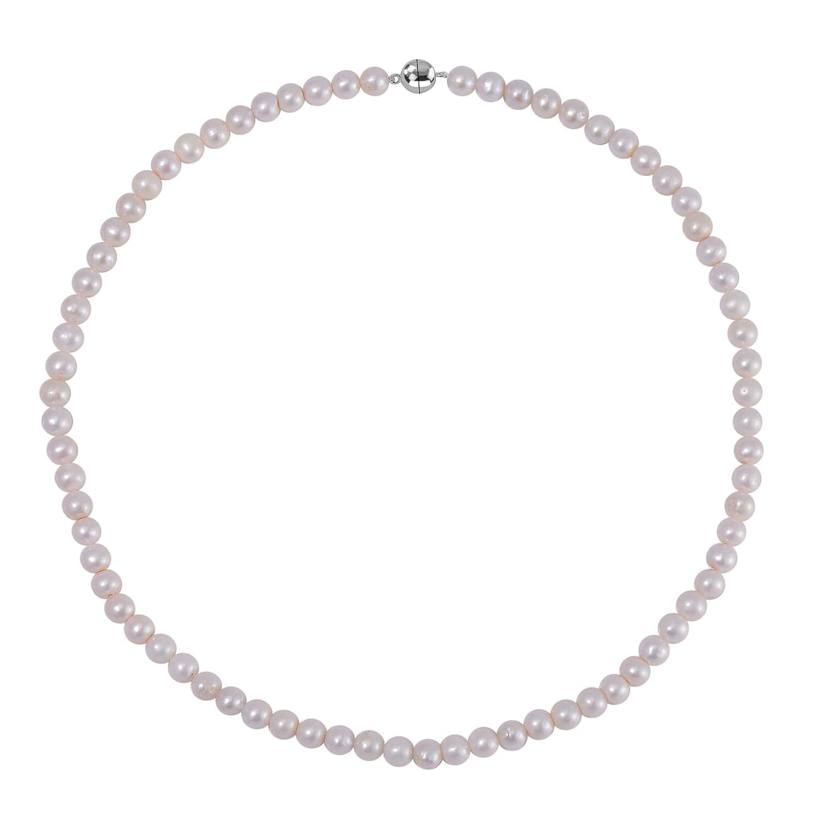 White Anhui Pearl Necklace (Size - 20) in Rhodium Overlay Sterling Silver 7798753 2