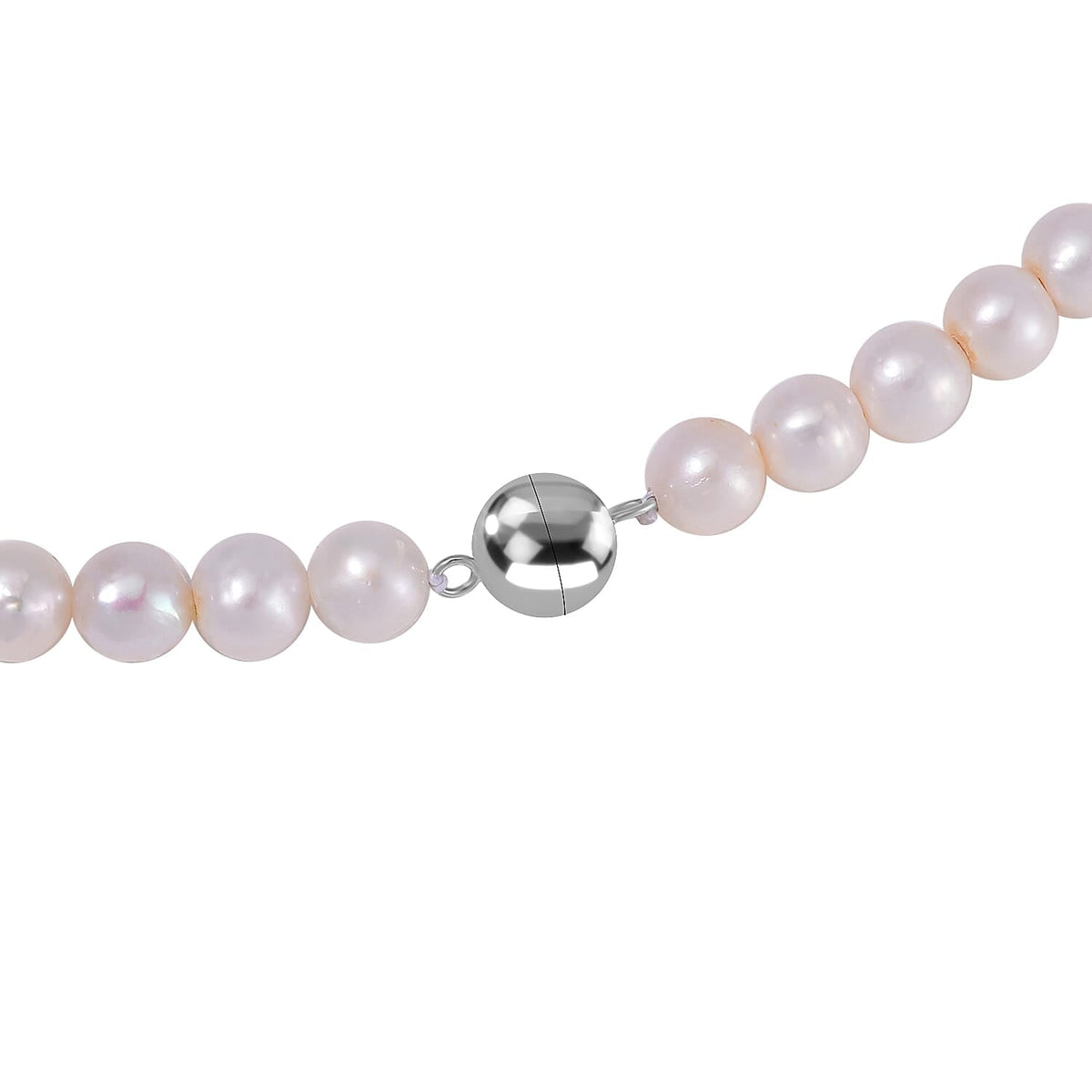White Anhui Pearl Necklace (Size - 20) in Rhodium Overlay Sterling Silver 7798753 3