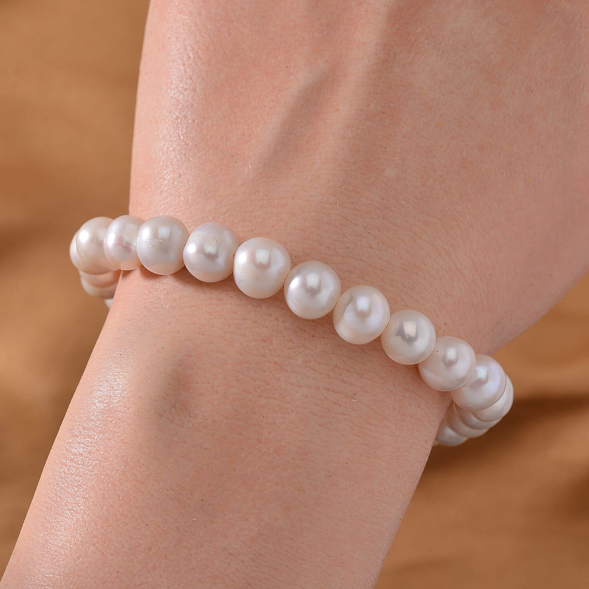 White Anhui Pearl Beads Stretchable Bracelet (Size 7.5) 7798766 1