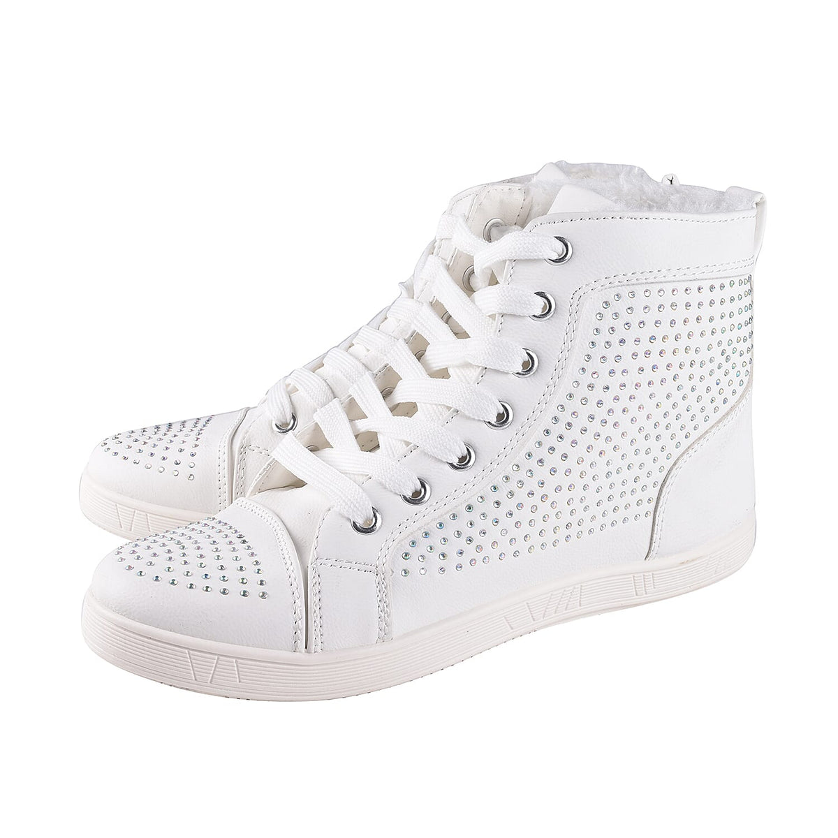 White Ankle Trainers with Faux Fur Lining 6062779 1