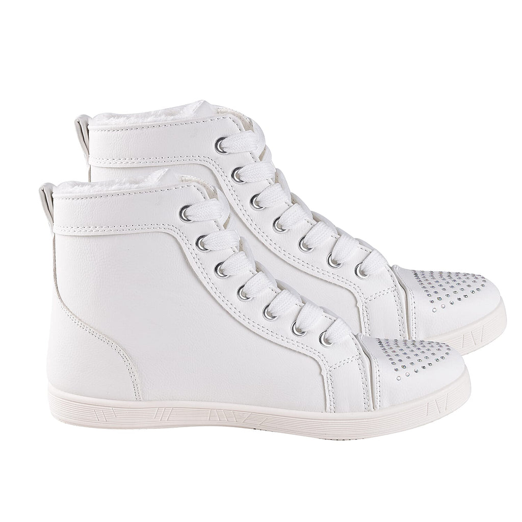 White Ankle Trainers with Faux Fur Lining (Size 5)