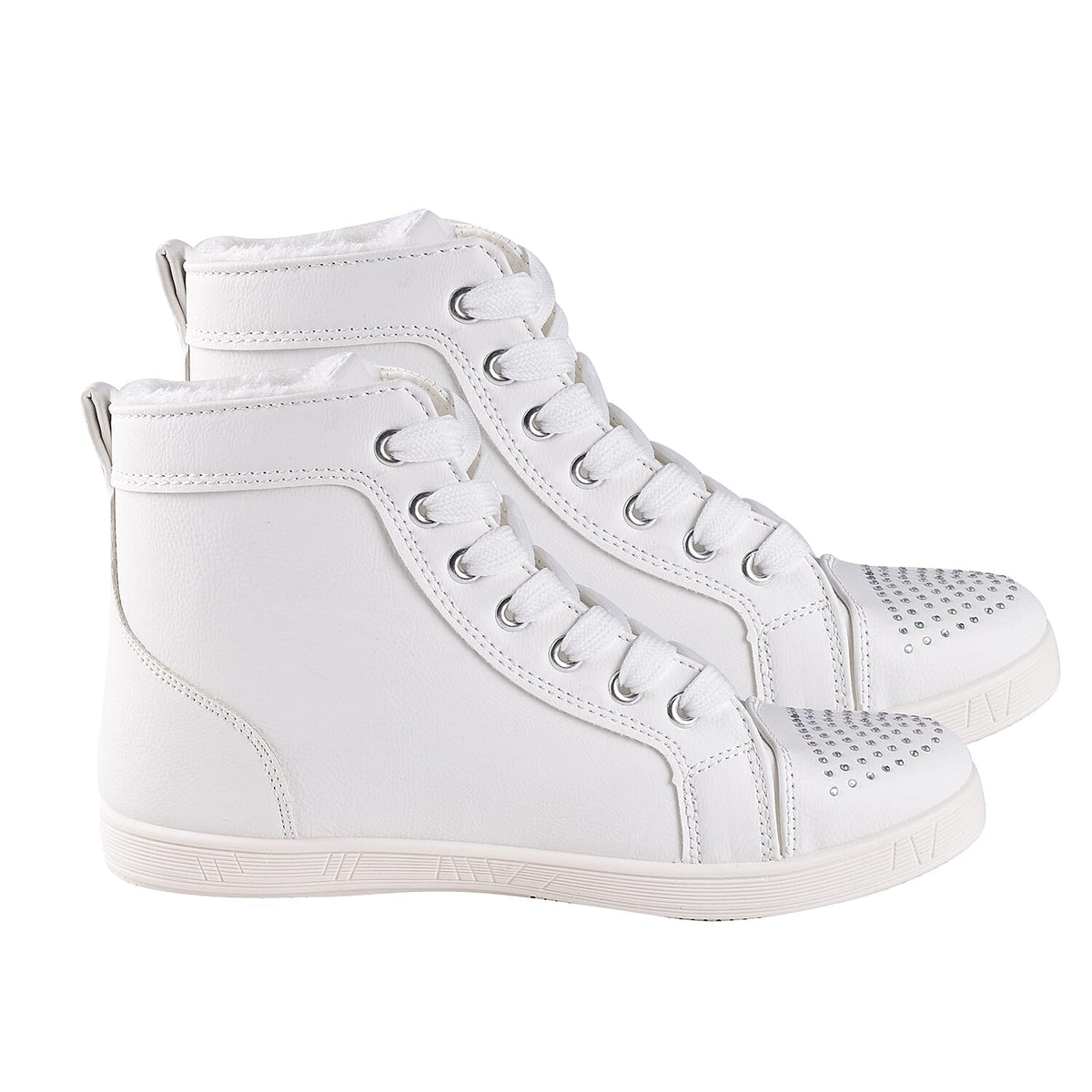 White Ankle Trainers with Faux Fur Lining 6062779 4