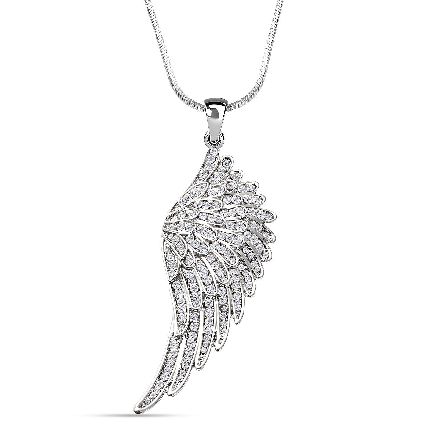 White Austrian Crystal Angel Wing Pendant with Chain 29 with 2.5 inch Extender 3499747 0