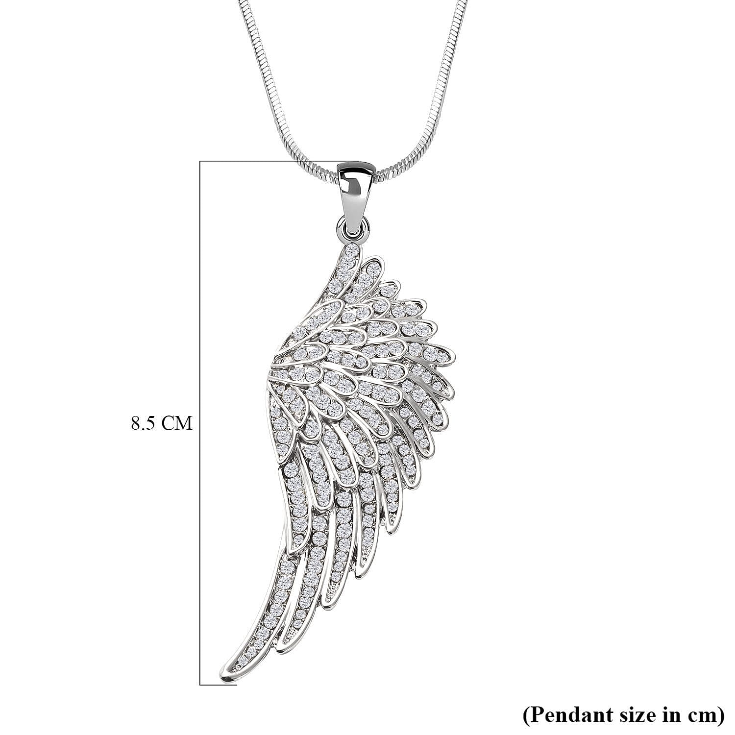 White Austrian Crystal Angel Wing Pendant with Chain 29 with 2.5 inch Extender 3499747 3