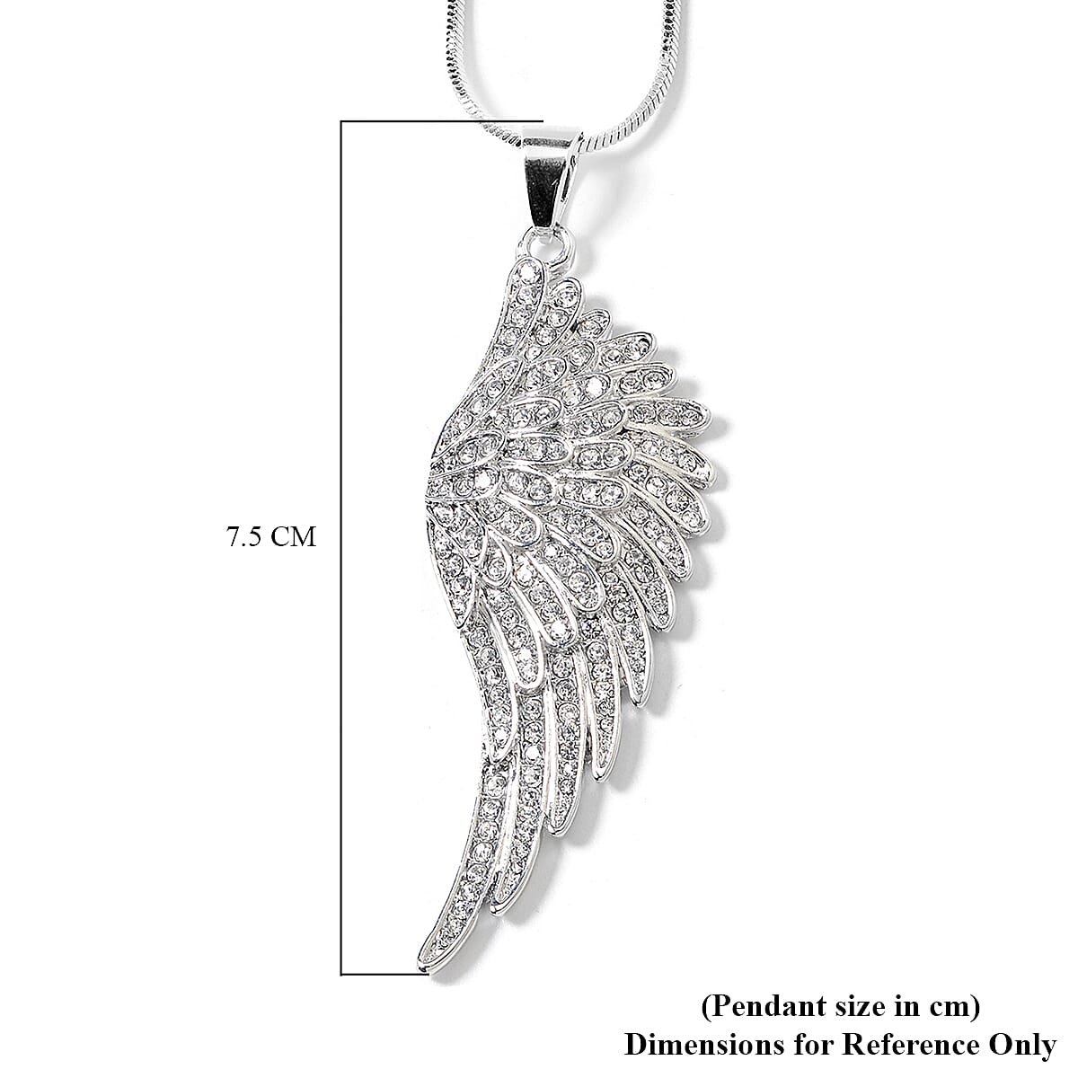 White Austrian Crystal Angel Wing Pendant with Chain 29 with 2.5 inch Extender 3499747 5