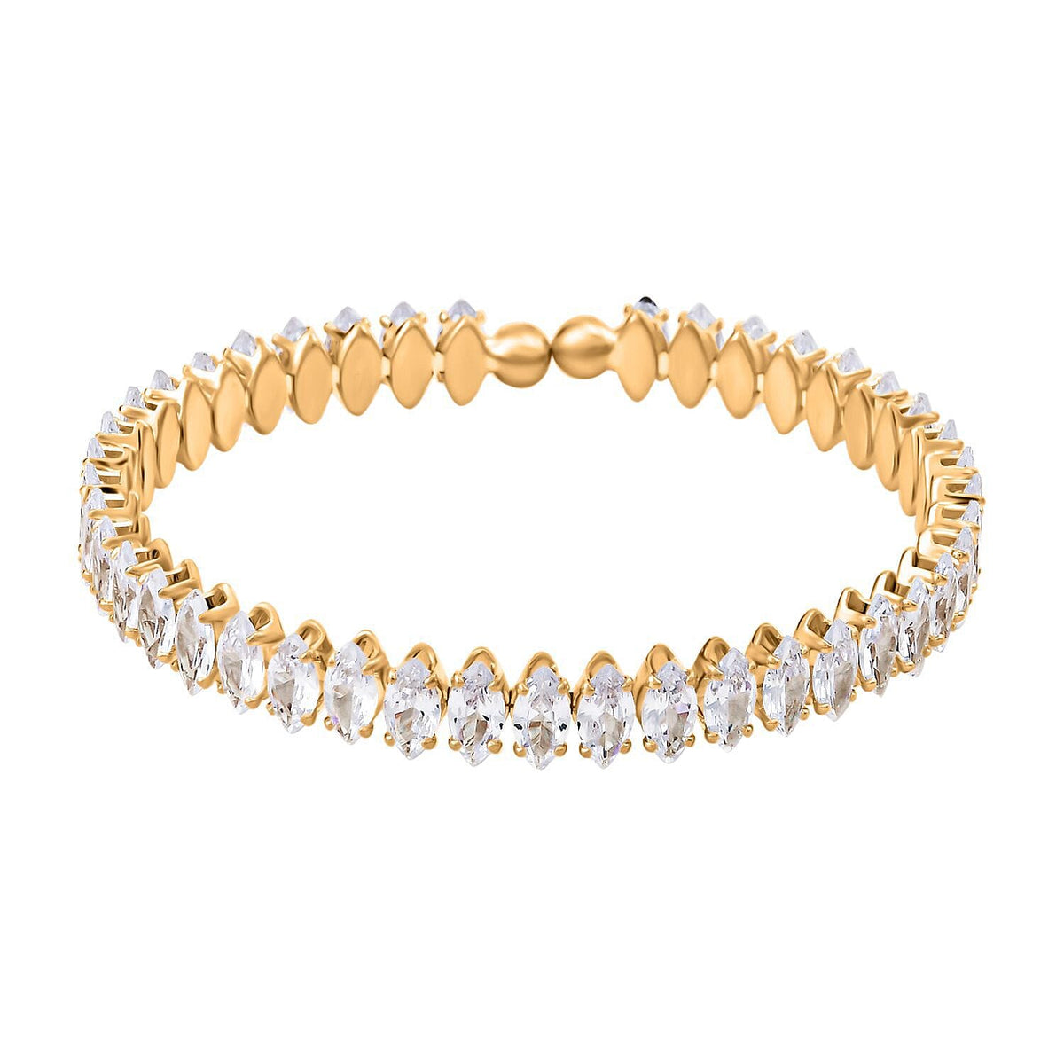 White Austrian Crystal Bangle (Size 6.5) in Yellow Gold Tone 7265545 0