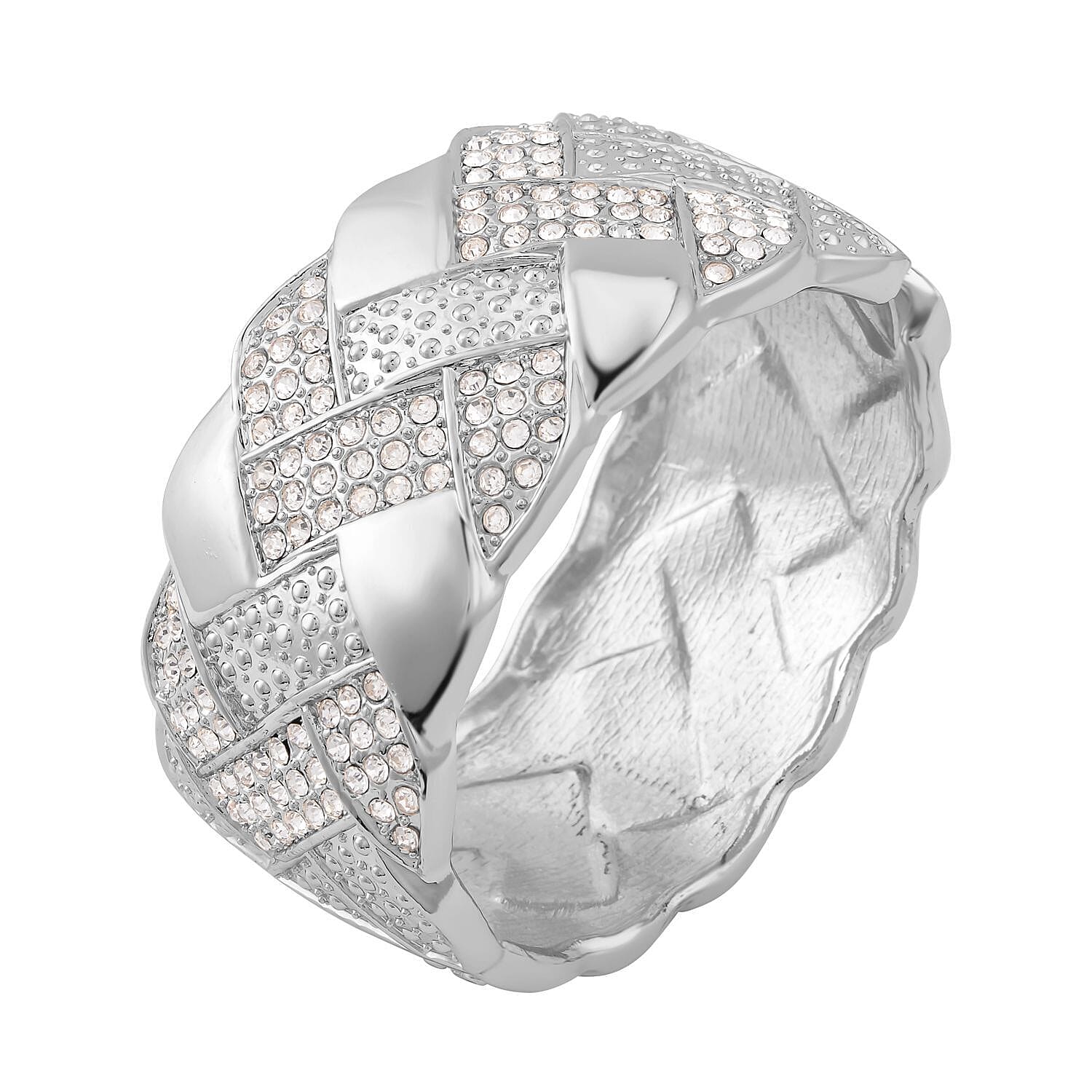 White Austrian Crystal Bangle (Size - 7.0) in Silver Tone 7318383 0