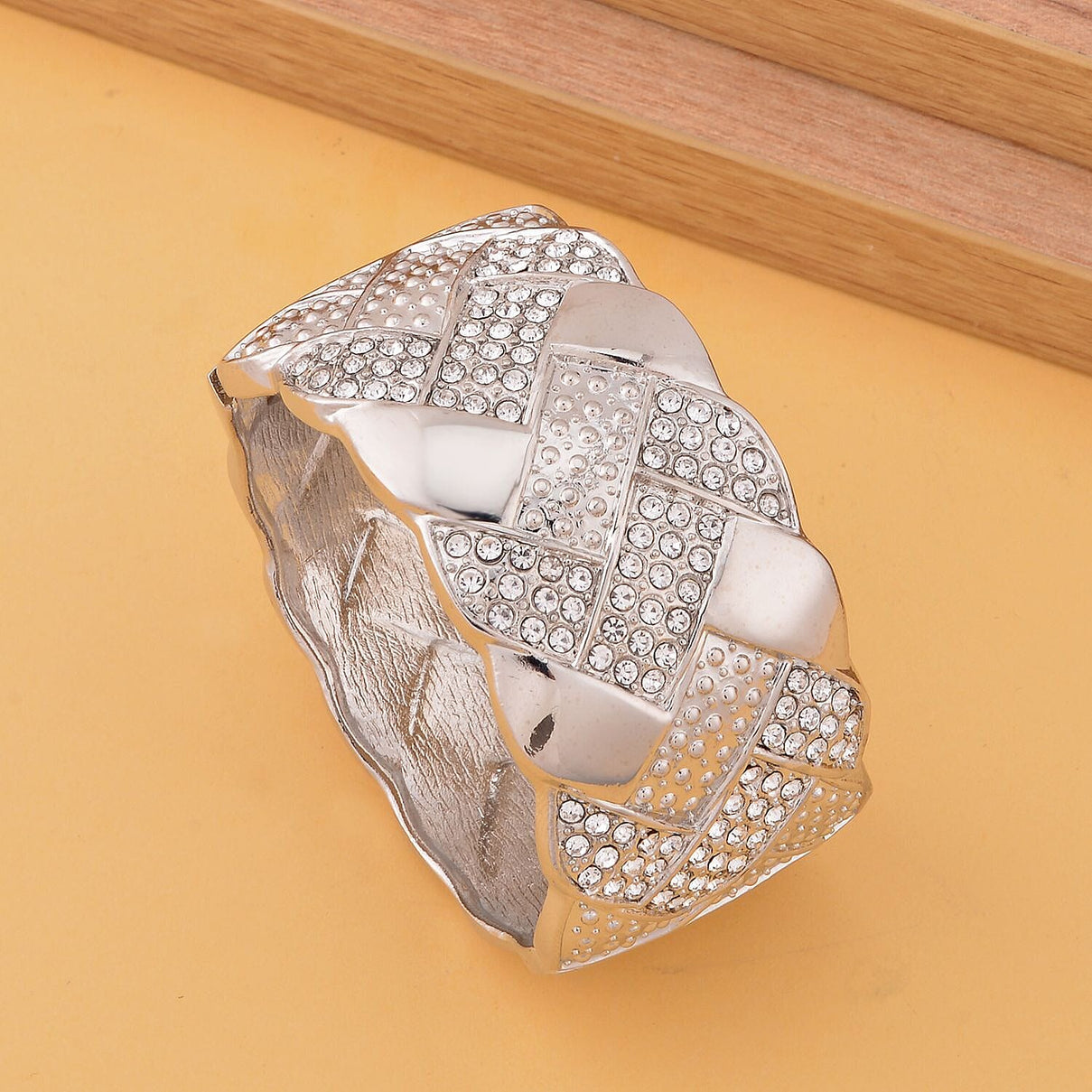 White Austrian Crystal Bangle (Size - 7.0) in Silver Tone 7318383 1
