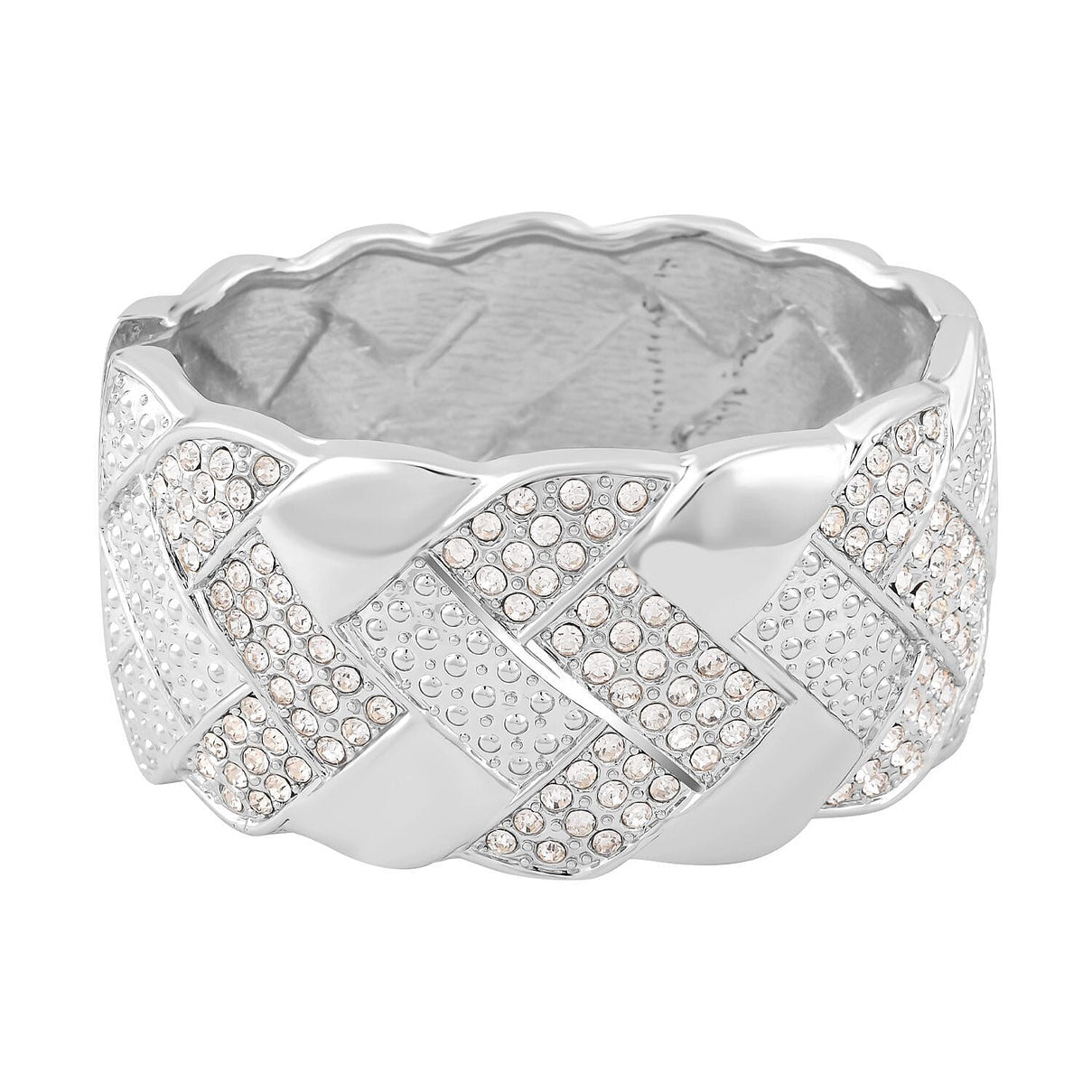 White Austrian Crystal Bangle (Size - 7.0) in Silver Tone 7318383 2