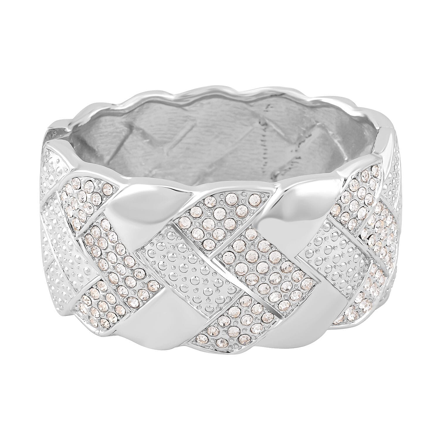 White Austrian Crystal Bangle (Size - 7.0) in Silver Tone 7318383 2