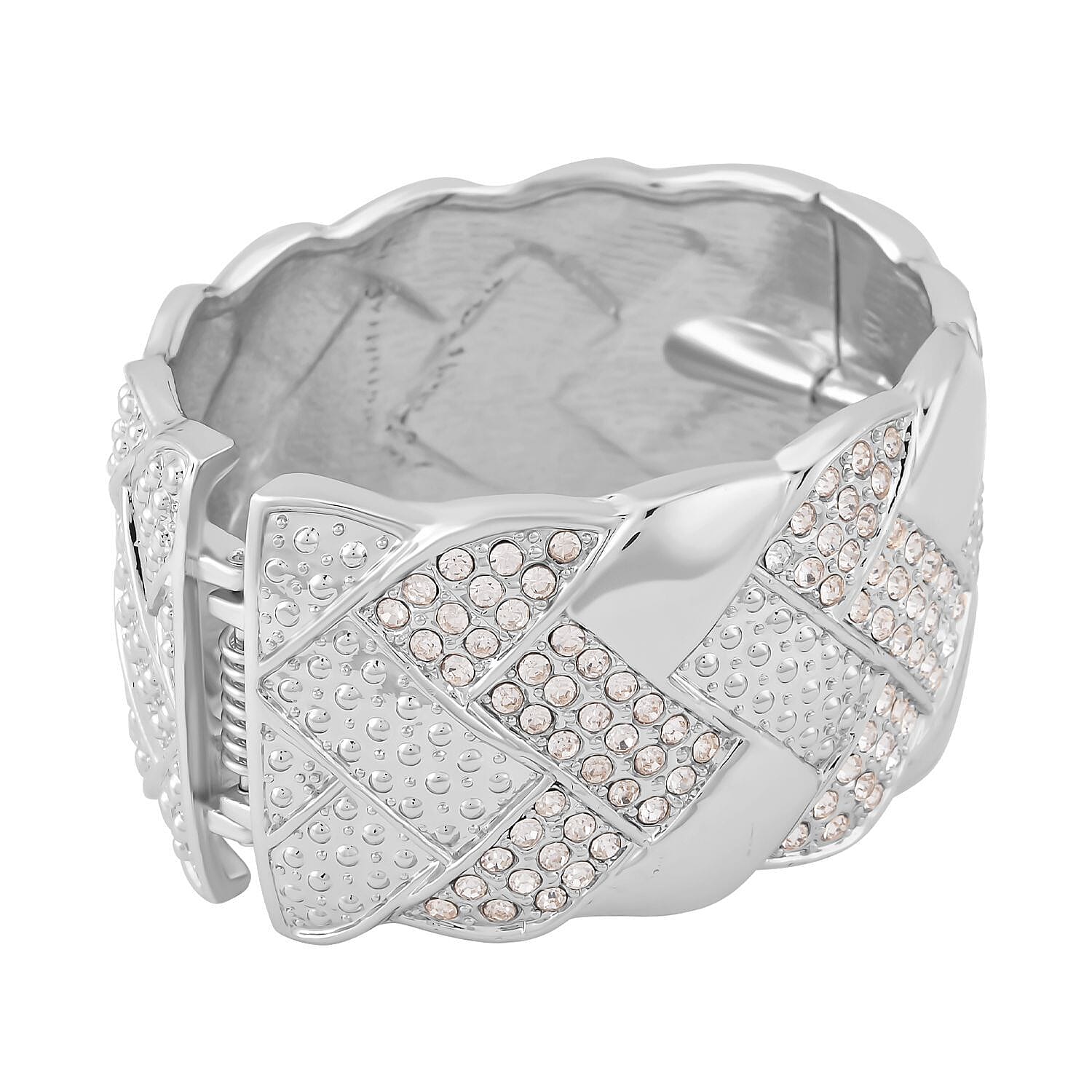 White Austrian Crystal Bangle (Size - 7.0) in Silver Tone 7318383 3