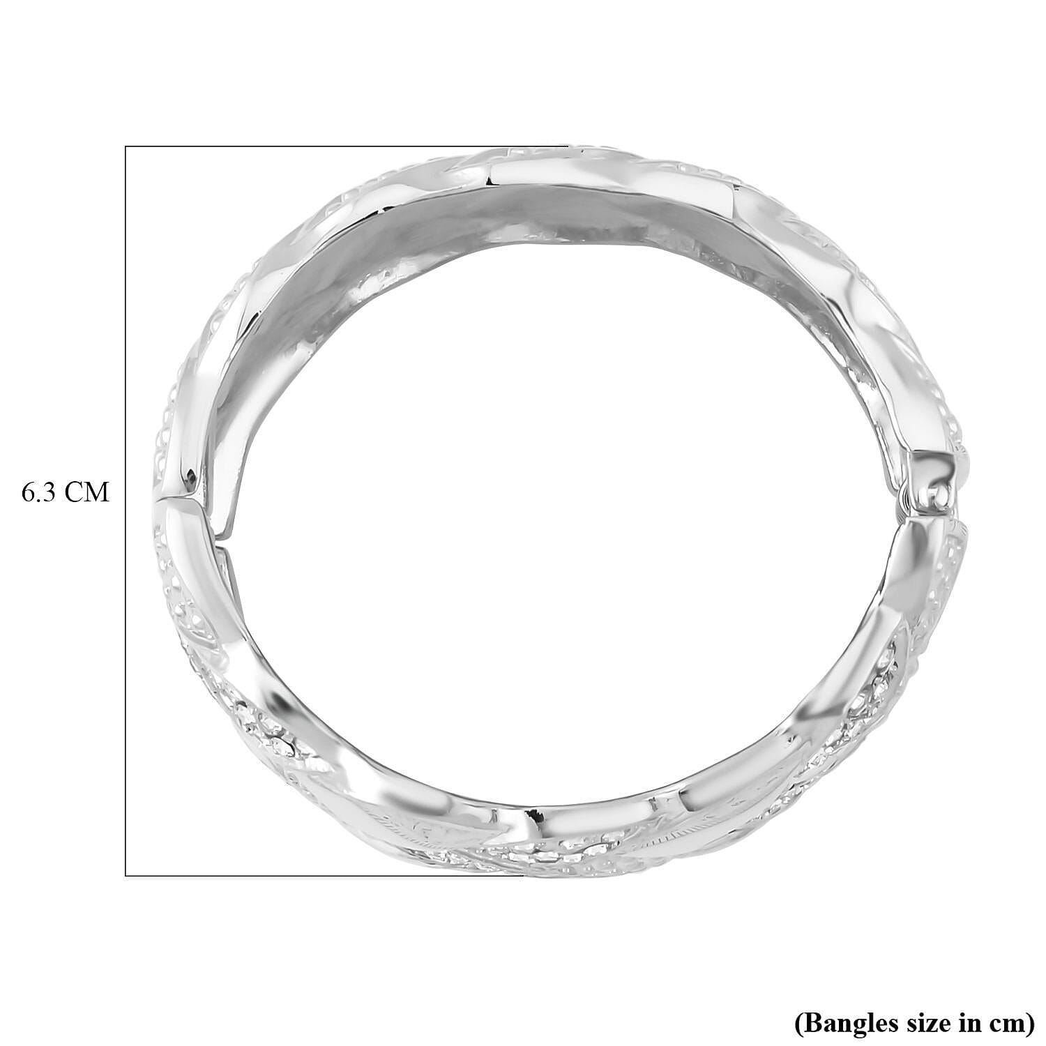 White Austrian Crystal Bangle (Size - 7.0) in Silver Tone 7318383 5