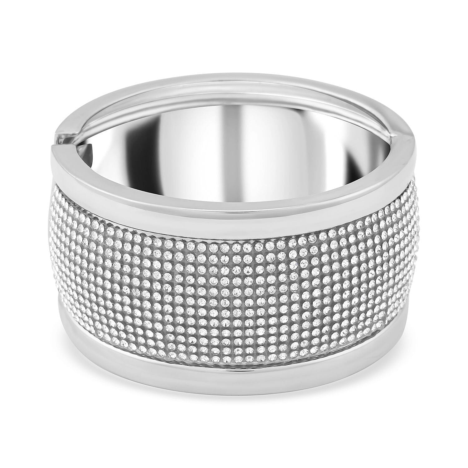 White Austrian Crystal Bangle (Size - 7.5) in Silver Tone 7318397 0
