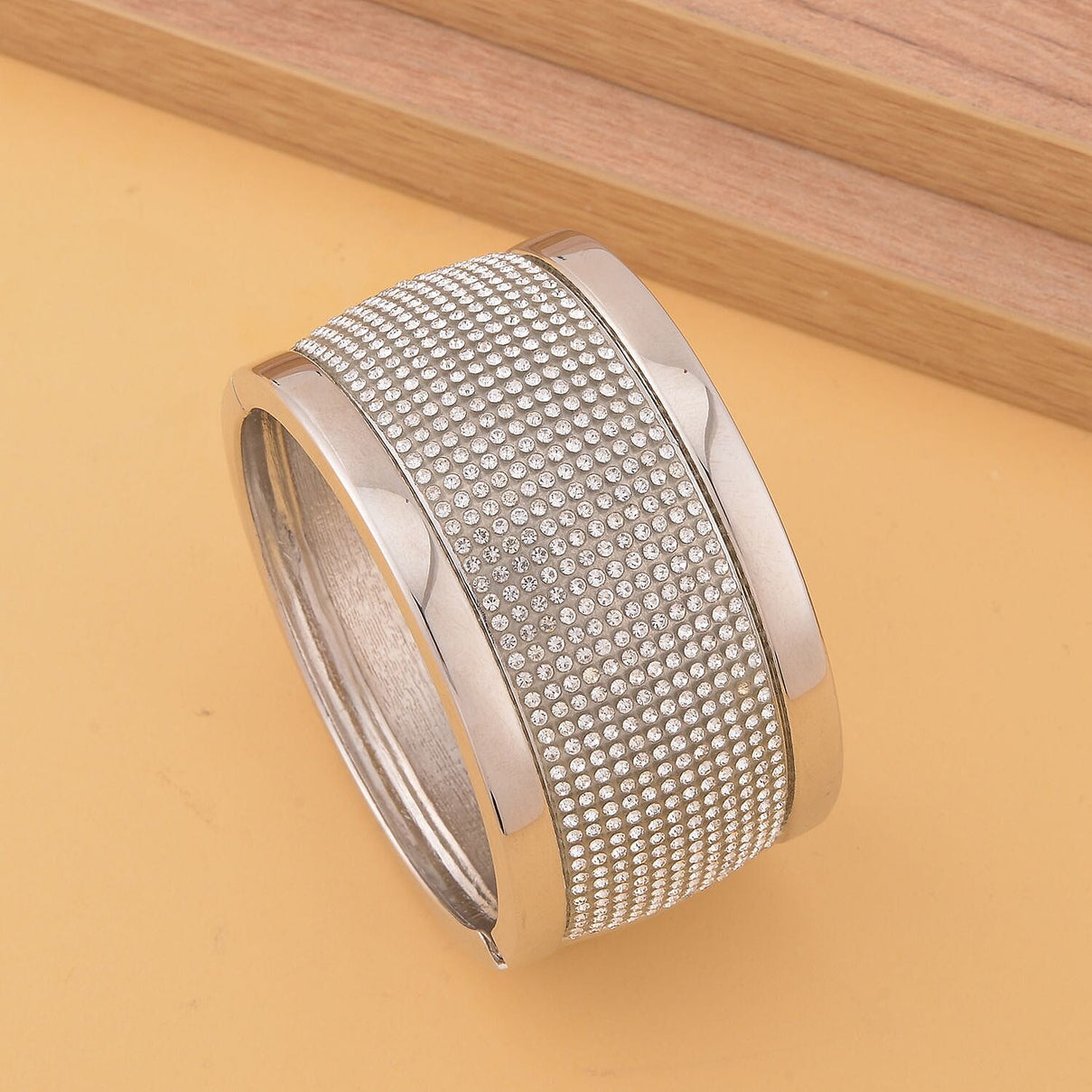 White Austrian Crystal Bangle (Size - 7.5) in Silver Tone 7318397 1