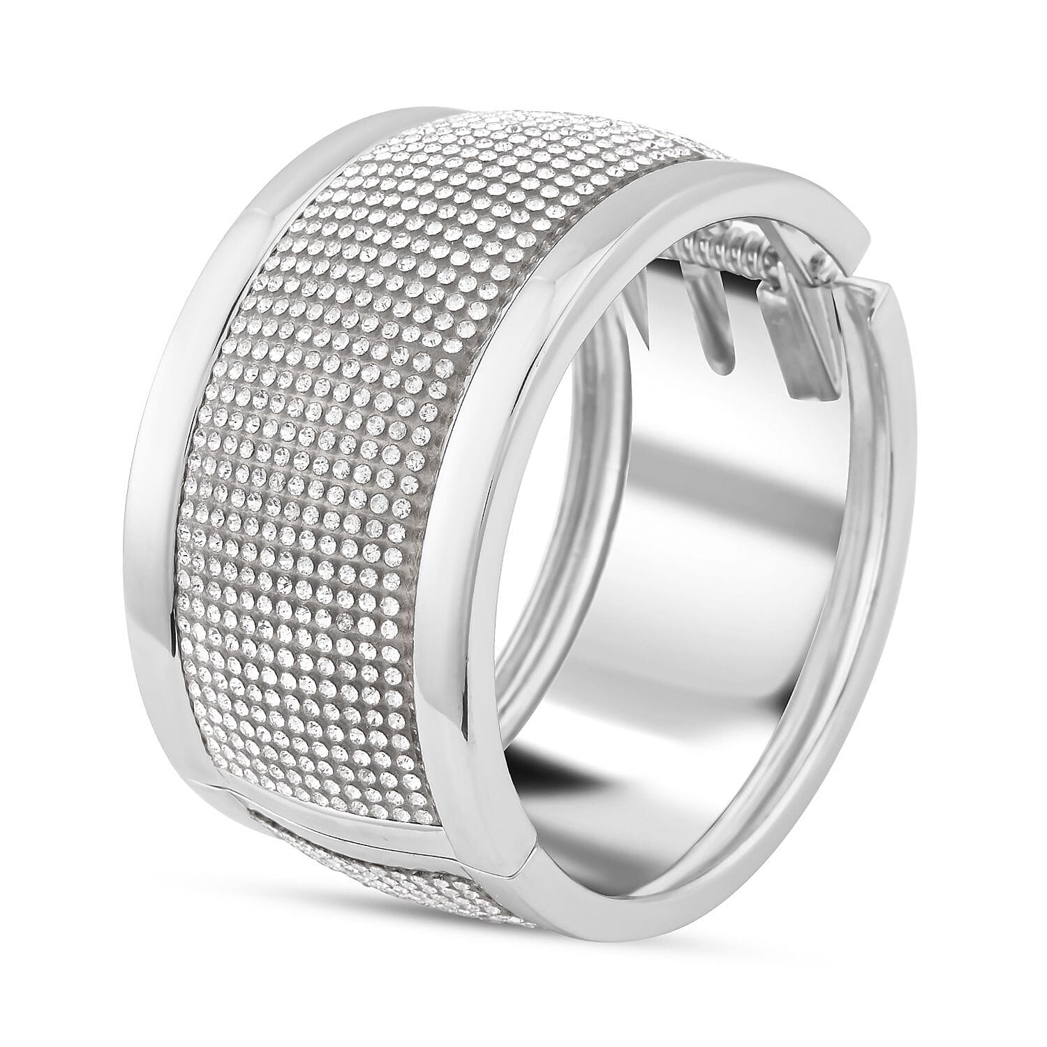 White Austrian Crystal Bangle (Size - 7.5) in Silver Tone 7318397 3
