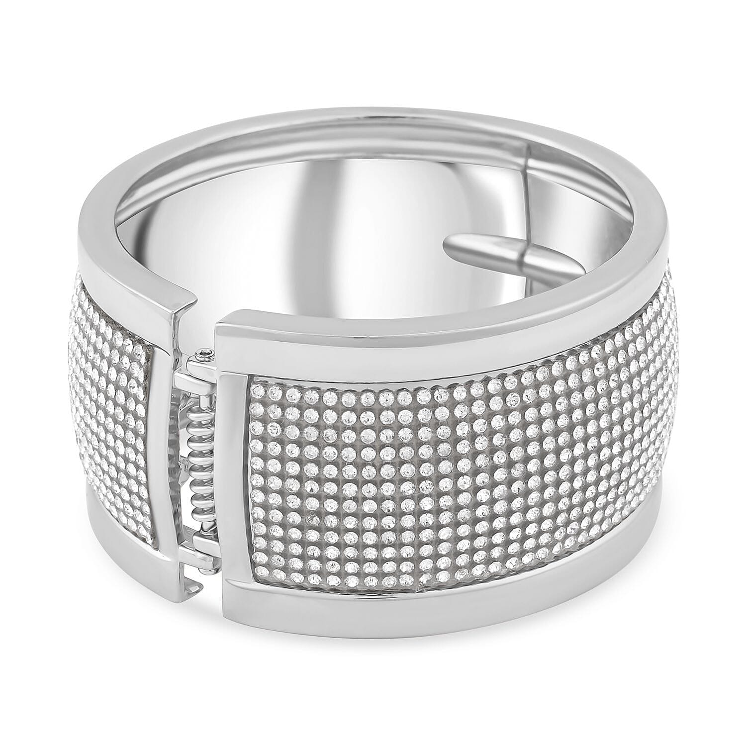 White Austrian Crystal Bangle (Size - 7.5) in Silver Tone 7318397 4