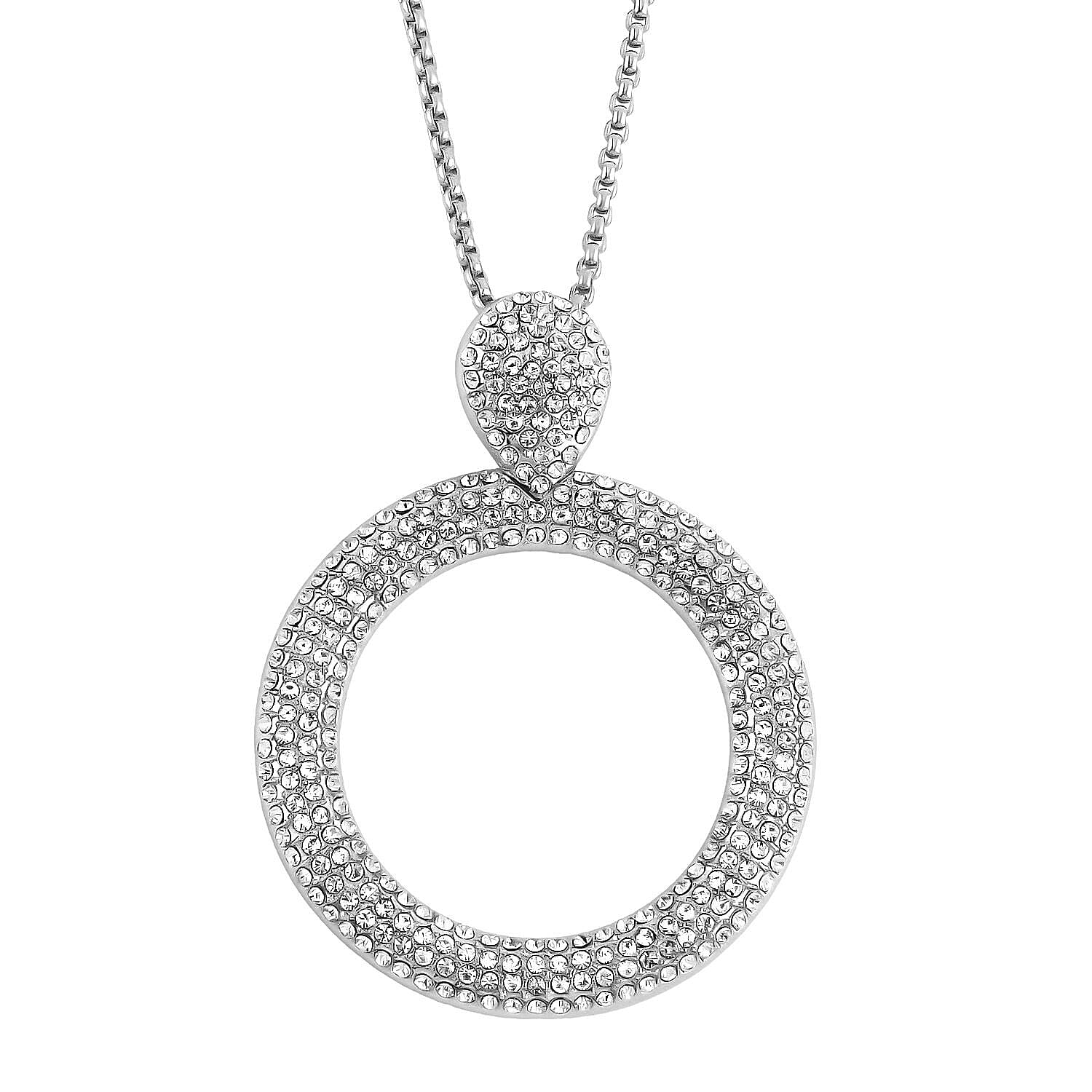 White Austrian Crystal Circle Necklace (Size - 24) 7662030 0