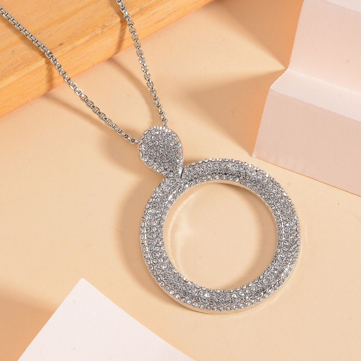 White Austrian Crystal Circle Necklace (Size - 24) 7662030 2