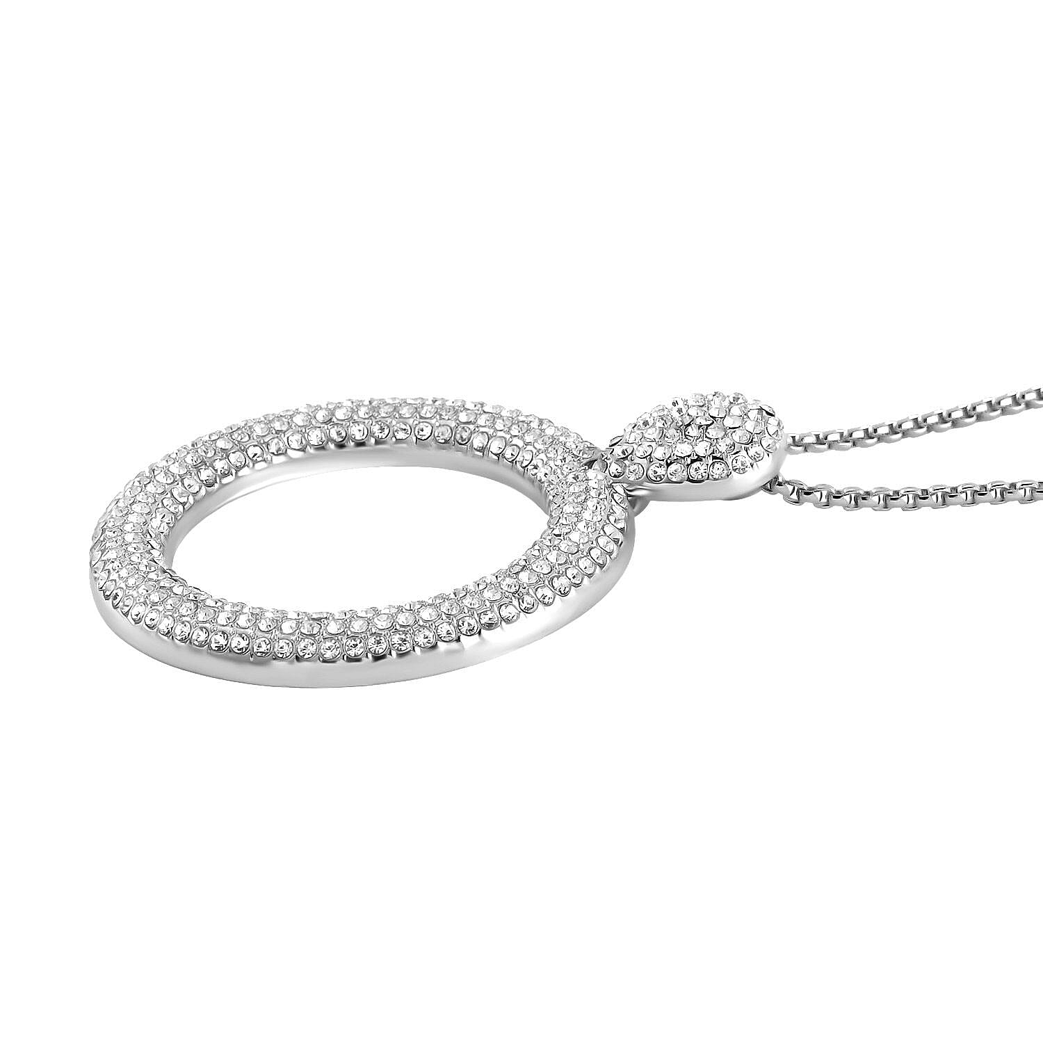 White Austrian Crystal Circle Necklace (Size - 24) 7662030 4
