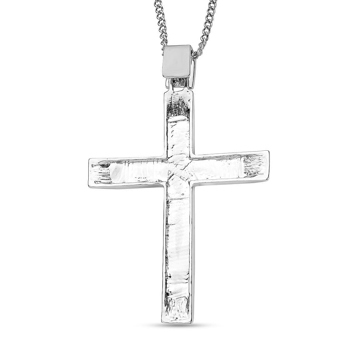 White Austrian Crystal Cross Pendant with Chain (Size 29-2 Inch Ext.) in Silver Tone 4119593 5