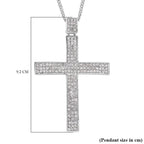 White Austrian Crystal Cross Pendant with Chain (Size 29-2 Inch Ext.) in Silver Tone