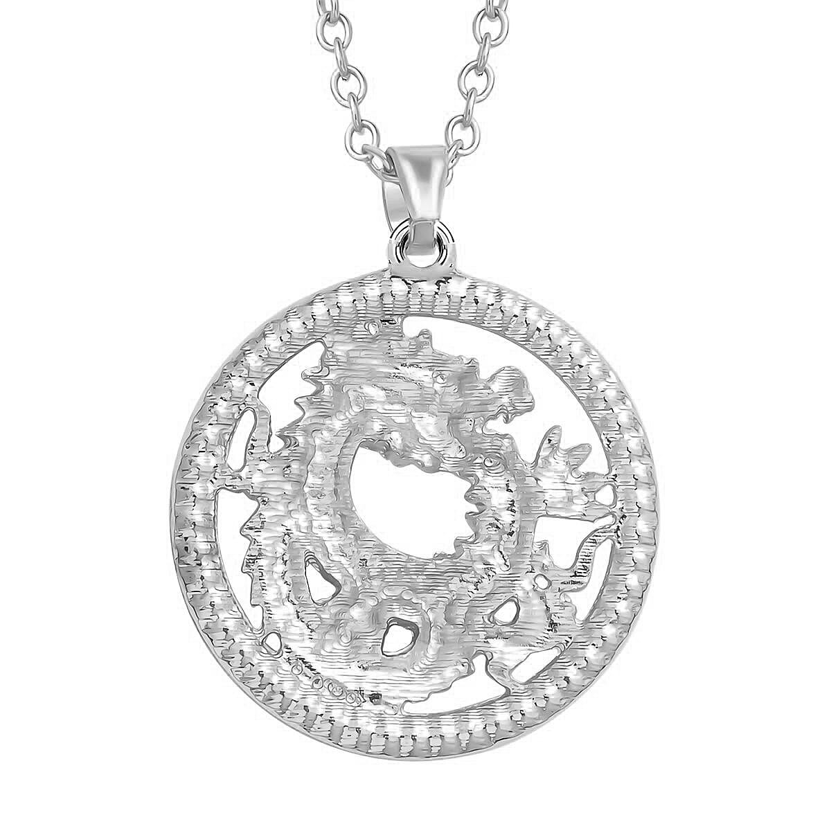 White Austrian Crystal Dragon Pendant with Chain (Size 26-2 Inch Ext.) in Silver Tone 4123407 5