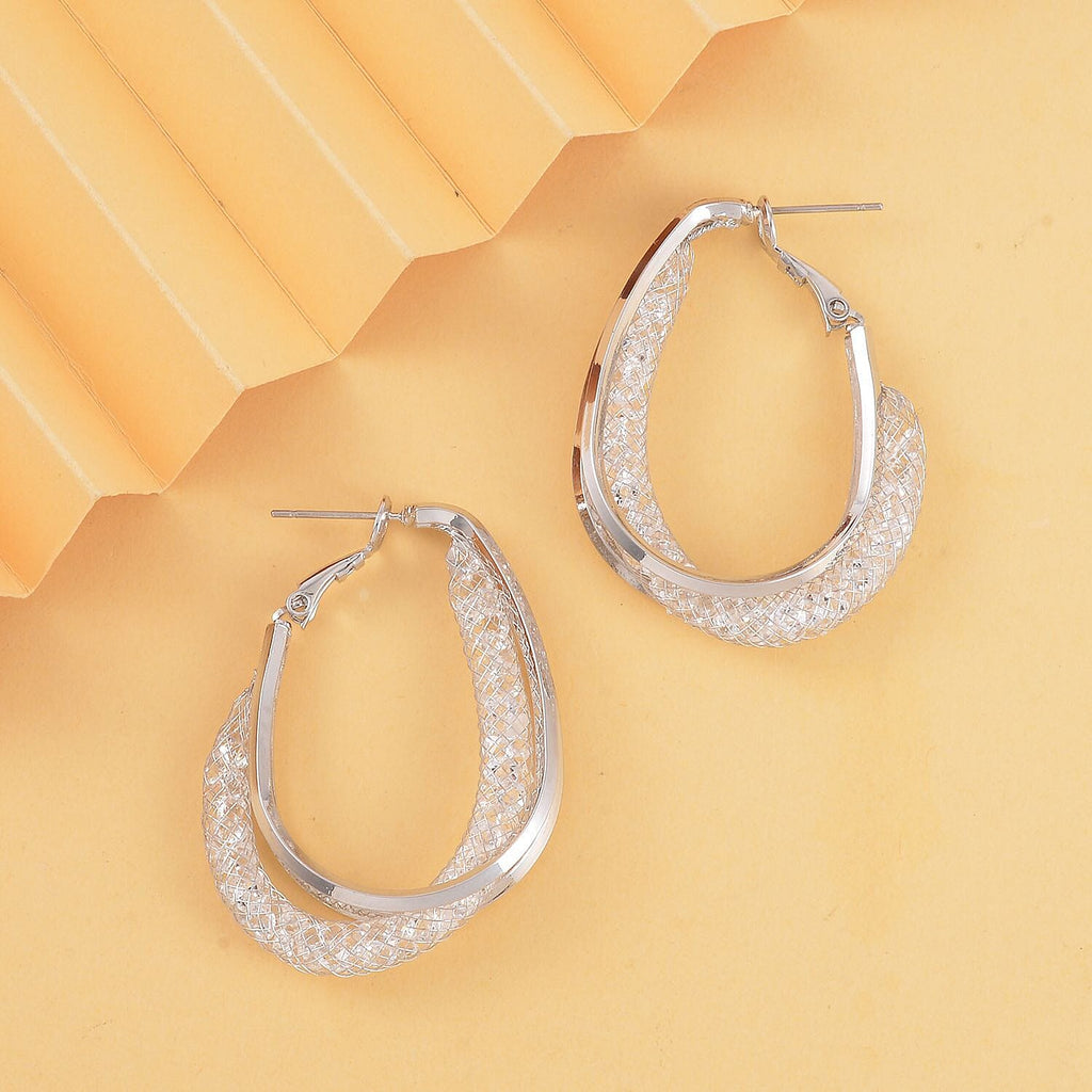 New York Designer Closeout- White Austrian Crystal Star Light  Earrings With Hinged Clasp