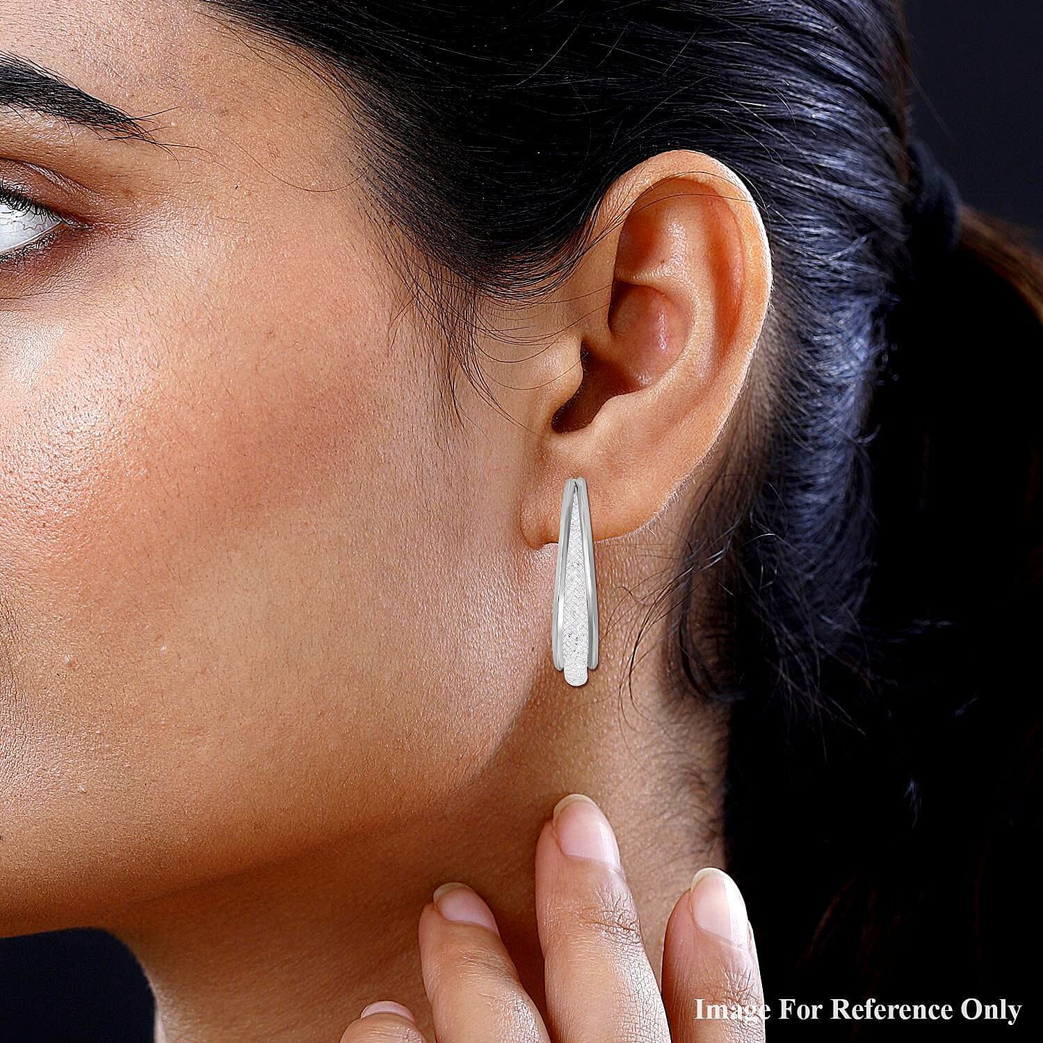 White Austrian Crystal Hoop Earrings in Silver Tone 7629615 2