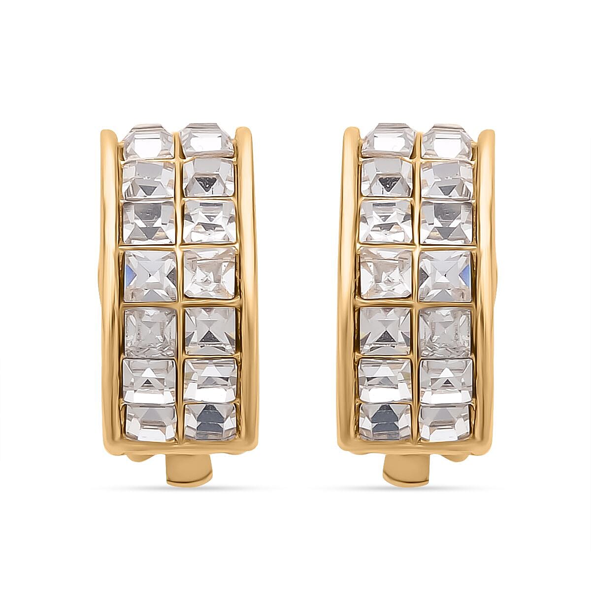 White Austrian Crystal Earrings in Yellow Gold Tone 7247583 0