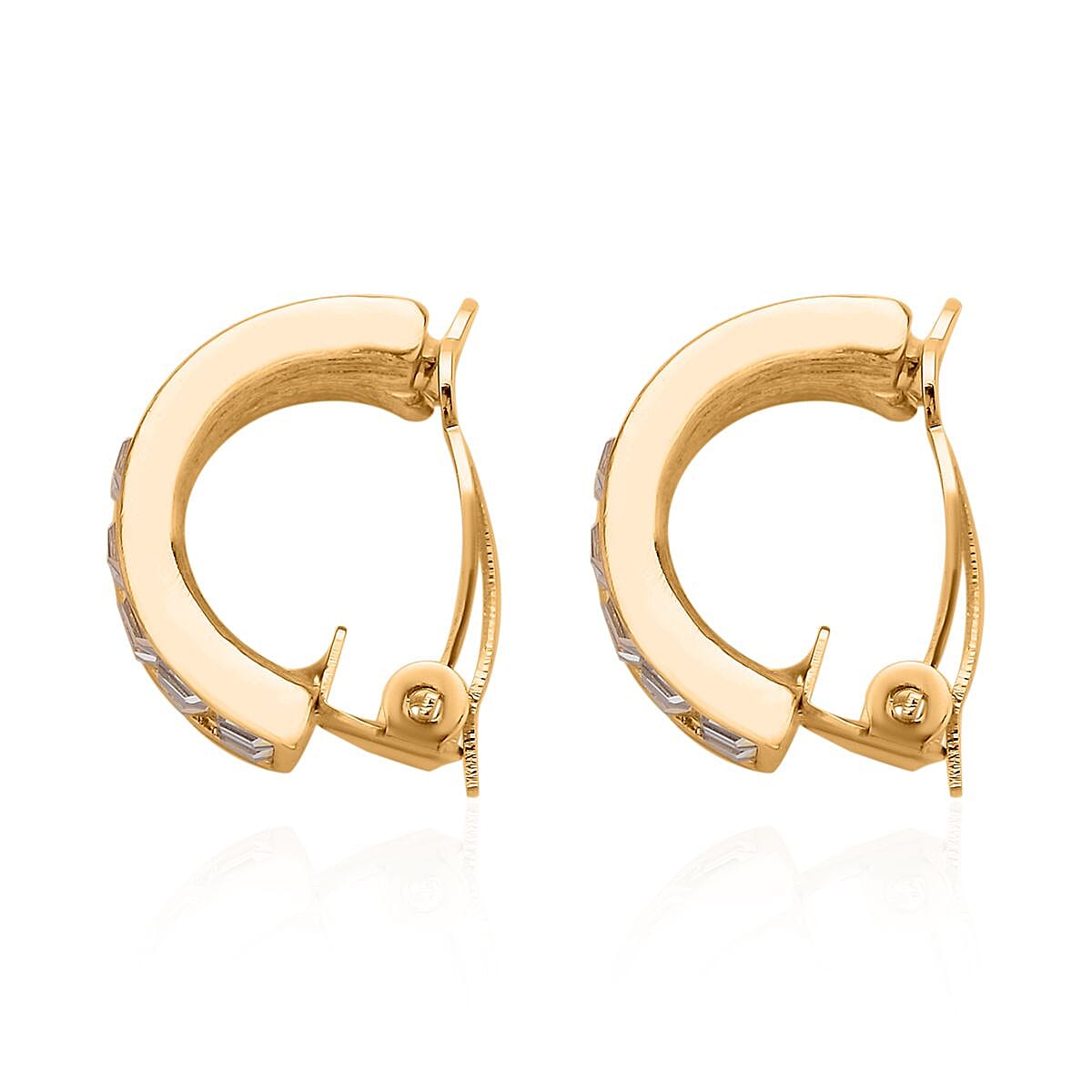 White Austrian Crystal Earrings in Yellow Gold Tone 7247583 3