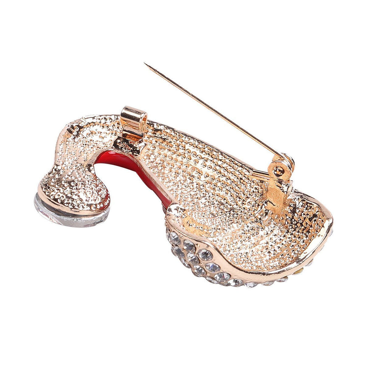 White Austrian Crystal Enamelled Christmas Theme Cap Brooch in Yellow Gold Tone 3704292 4