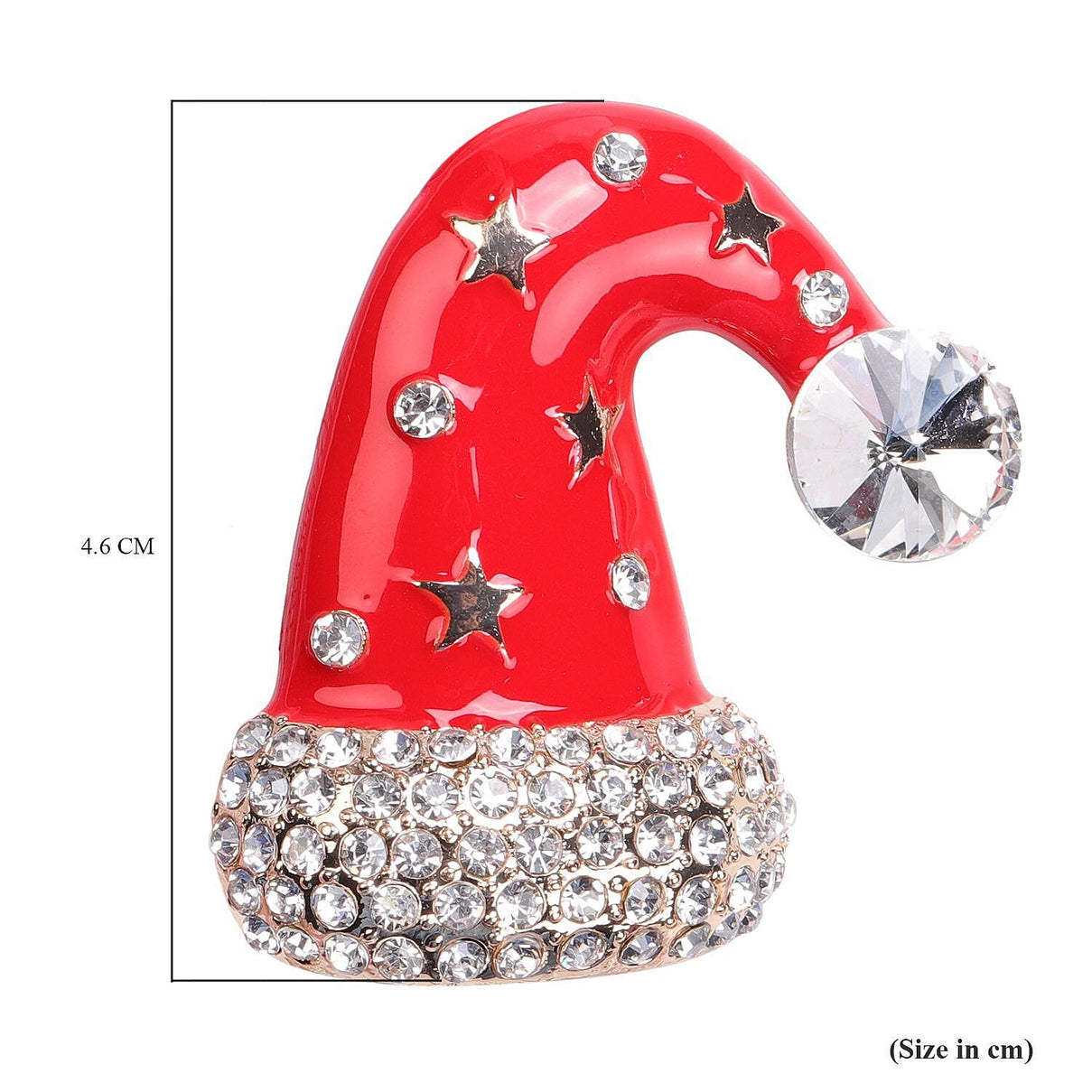 White Austrian Crystal Enamelled Christmas Theme Cap Brooch in Yellow Gold Tone 3704292 5