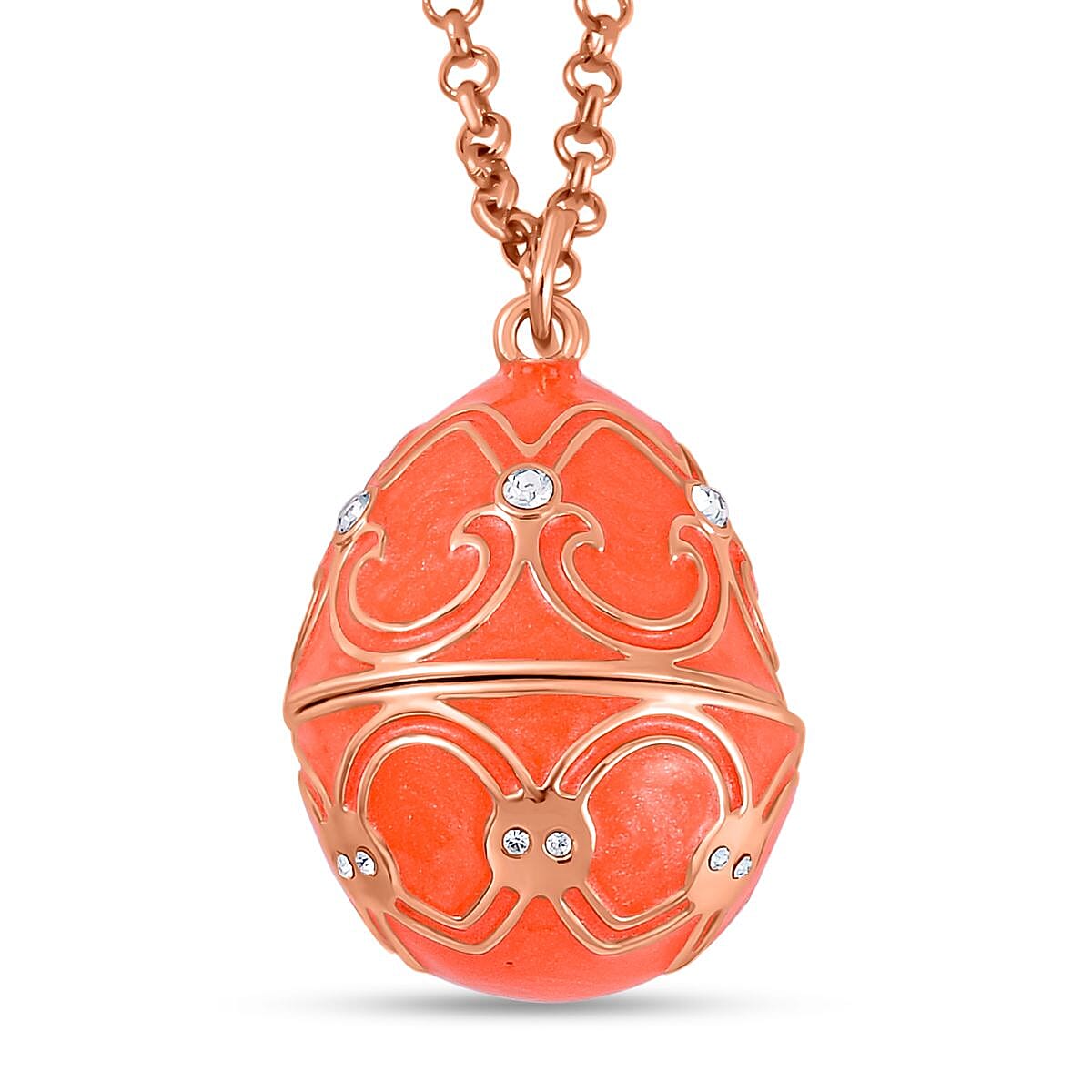 White Austrian Crystal Enamelled Easter Egg Pendant with Chain (Size 24) 4238557 0