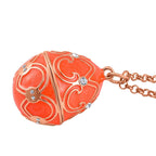 White Austrian Crystal Enamelled Easter Egg Pendant with Chain (Size 24)