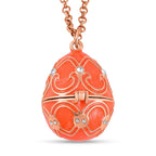 White Austrian Crystal Enamelled Easter Egg Pendant with Chain (Size 24)