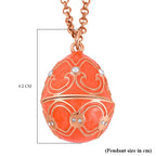 White Austrian Crystal Enamelled Easter Egg Pendant with Chain (Size 24)