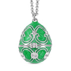 White Austrian Crystal Enamelled Easter Egg Pendant with Chain (Size 24)
