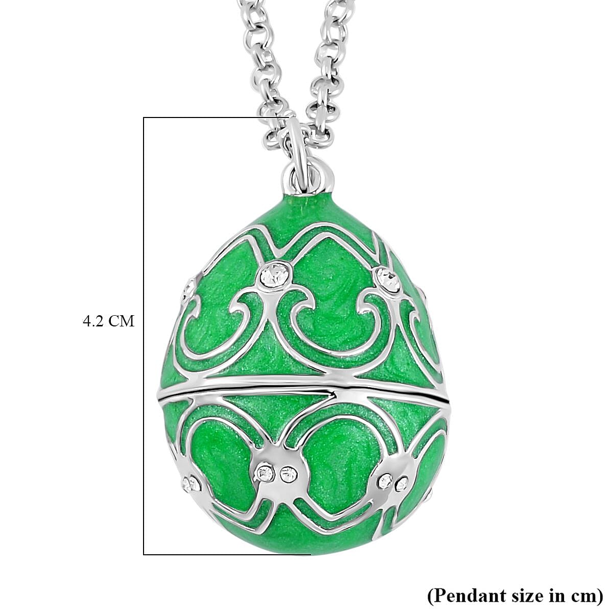 White Austrian Crystal Enamelled Easter Egg Pendant with Chain (Size 24) 4238561 6