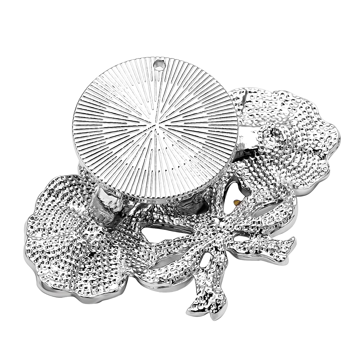 White Austrian Crystal Enamelled Poppy Design Brooch in Silver Tone 7594834 3