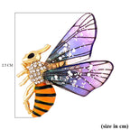 White Austrian Crystal Enamelled Honey Bee Brooch in Yellow Gold Tone