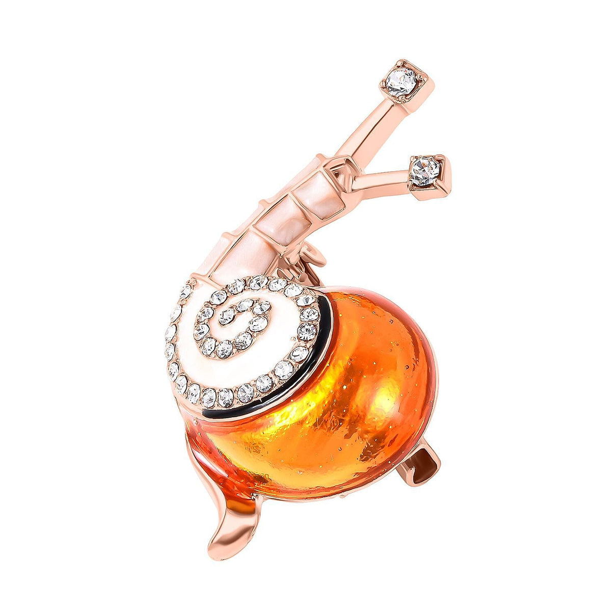 White Austrian Crystal Enamelled Snail Brooch in Gold Tone 3595127 3