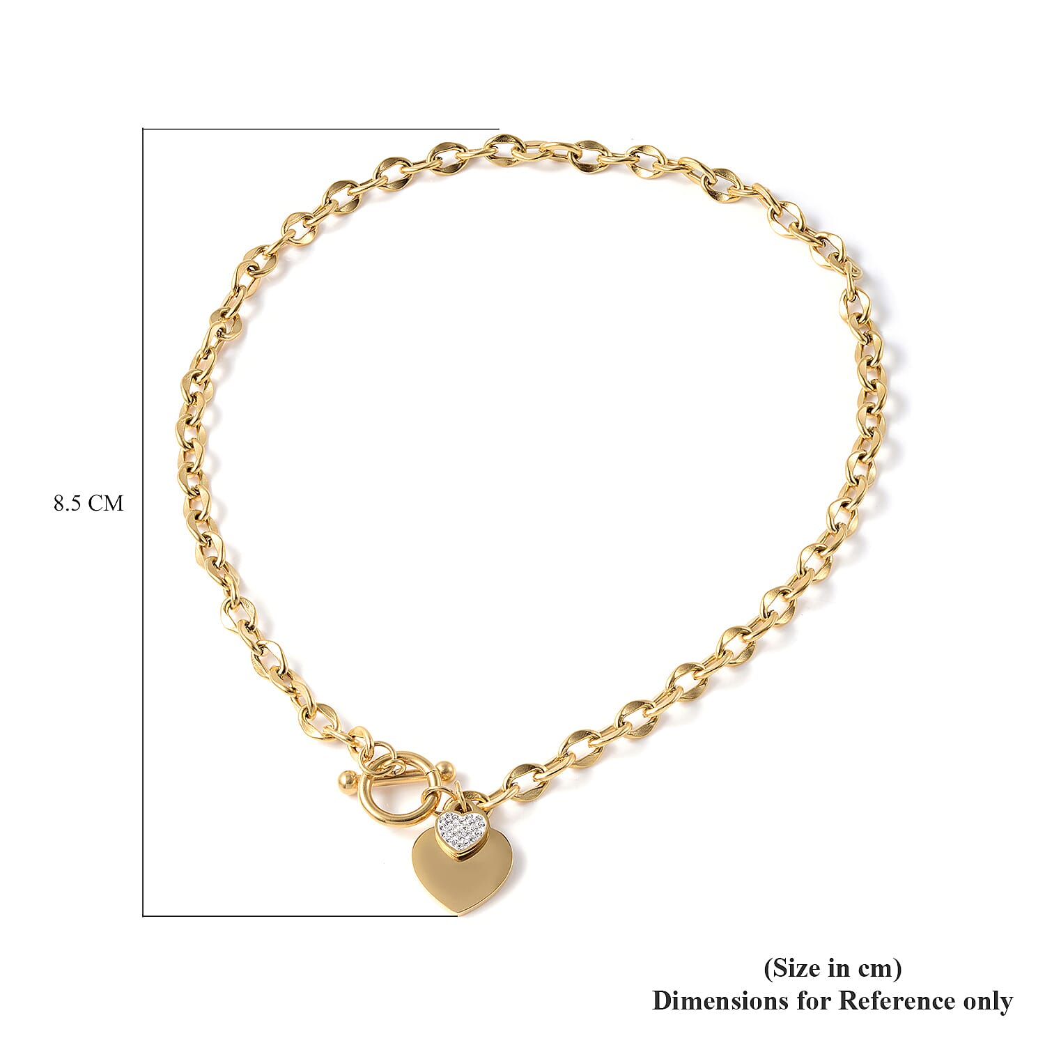 White Austrian Crystal Heart Charm Necklace in Yellow Gold-tone size 18.5 inches V32516693 5