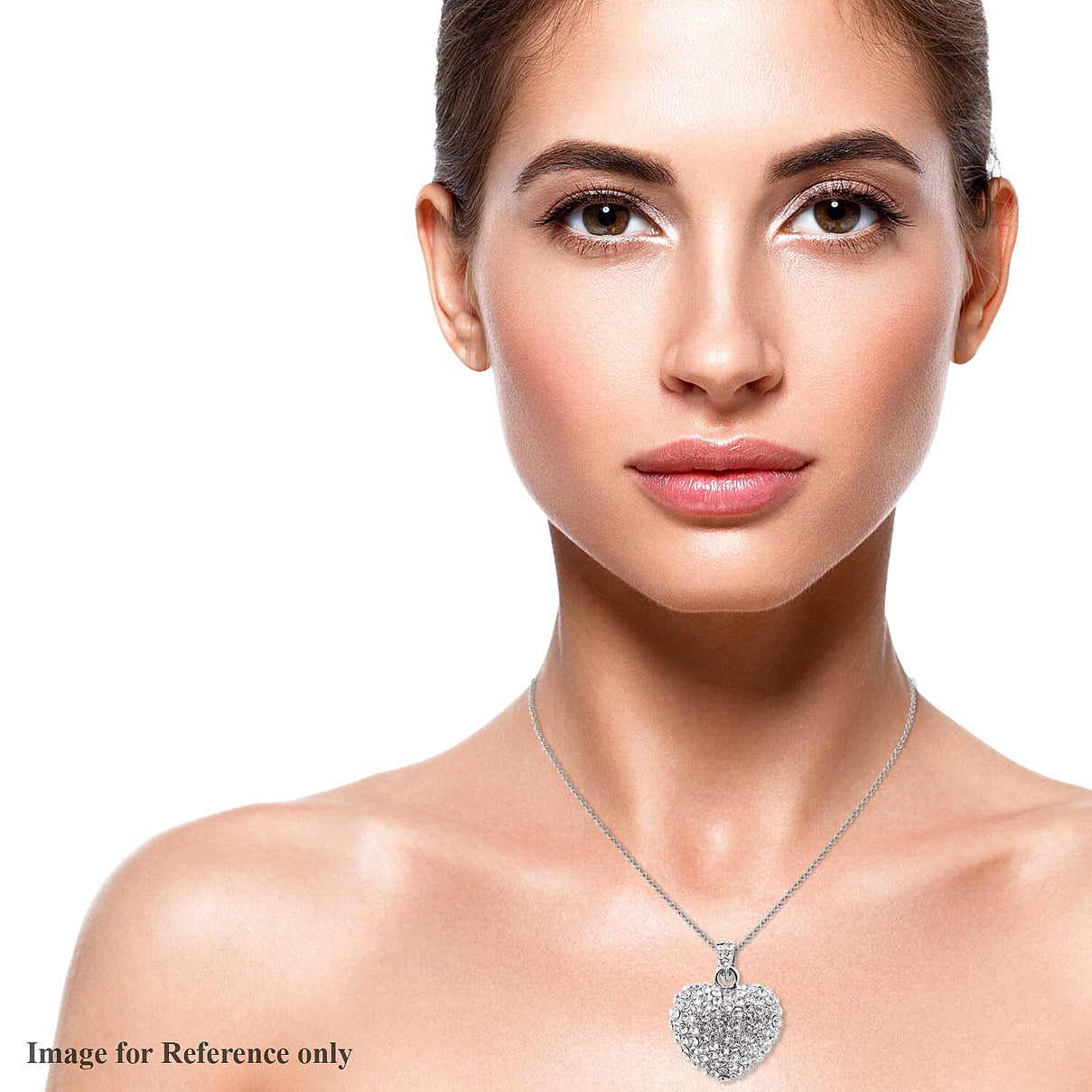 White Austrian Crystal Heart Necklace (Size 20 with 2 inch Extender) in Silver Tone 4034395 2