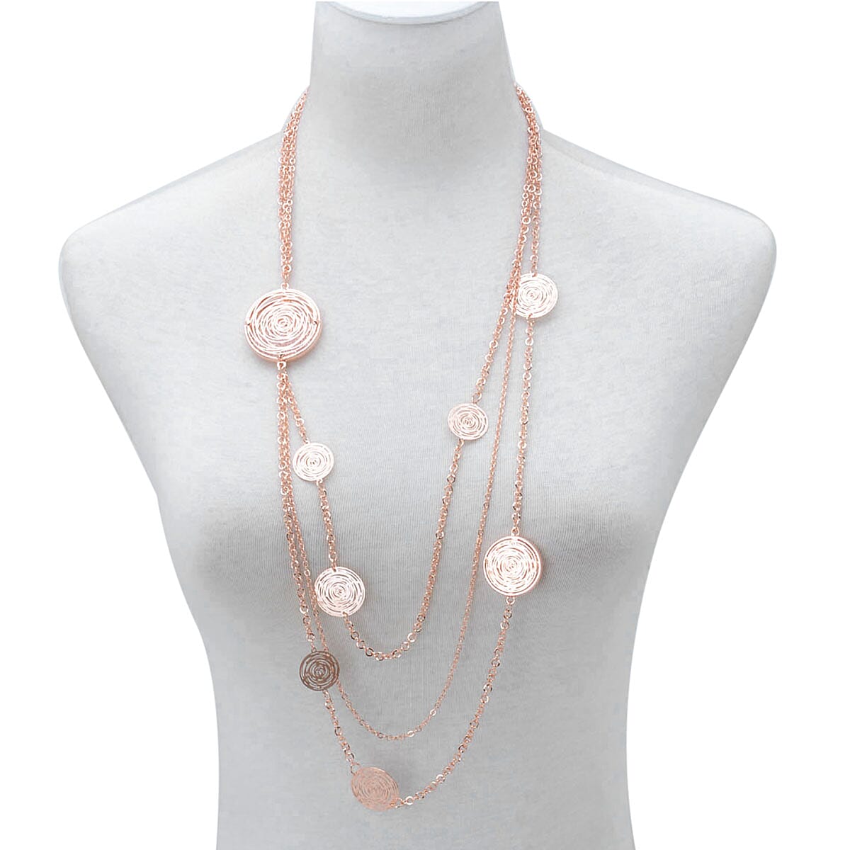 White Austrian Crystal Multi Strand Necklace (Size - 30 with Ext) in Rose Gold Tone 1940106 2